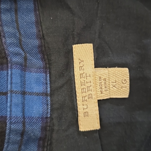 BURBERRY BRIT  Blue and Black Checkered Plaid Flannel Women's Shirt Sz XL - Picture 2 of 7